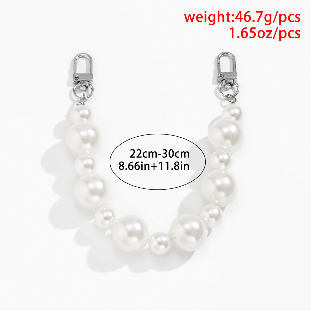 Fashion Simple Size Mixed Beads Imitation Pearl Bag Chain