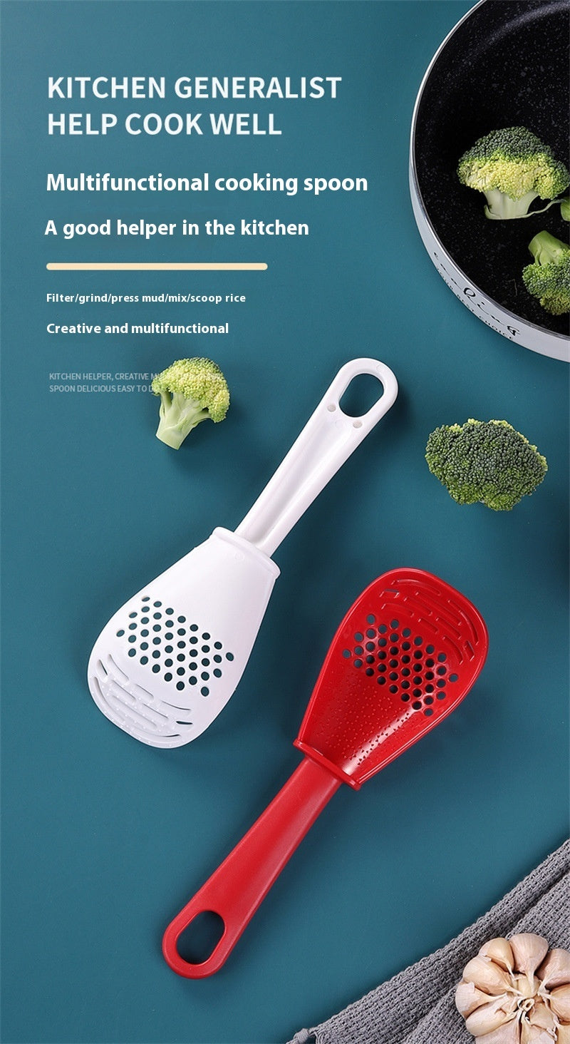 Kitchen Multi-functional Grinding Spoon Draining Colander